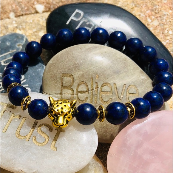 Men’s Lapis Lazuli Gold Spiritual Beads - Picture 6 of 8